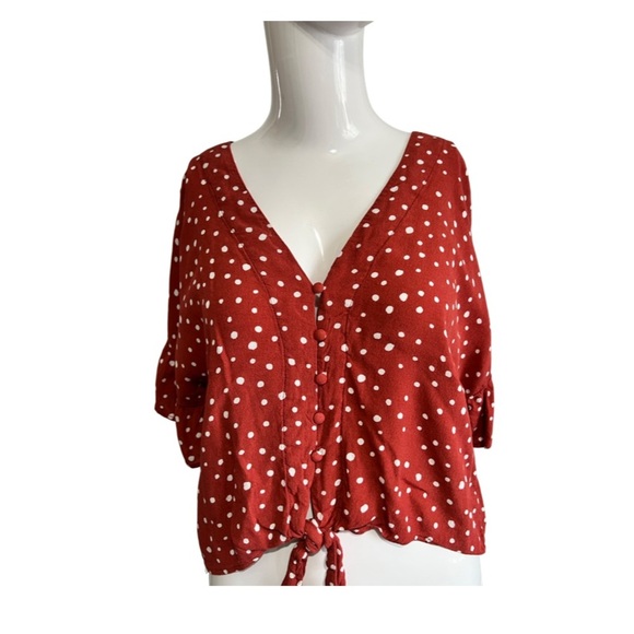 Mustard seed Shirt Dots ties up in front medium - Picture 1 of 6